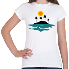 PRINTFASHION sziget-pálmafák-nap-tenger - Női póló - Fehér női póló