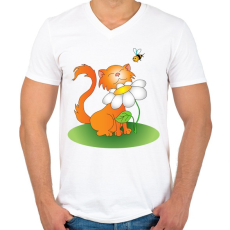 PRINTFASHION Szimatcic - Férfi V-nyakú póló - Fehér