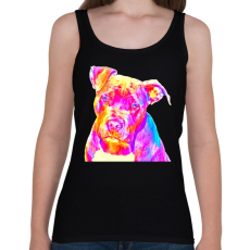 PRINTFASHION Színes bull típusú kutyus - Női atléta - Fekete