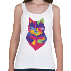 PRINTFASHION Színes cica - Női atléta - Fehér