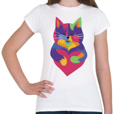 PRINTFASHION Színes cica - Női póló - Fehér női póló