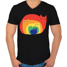 PRINTFASHION szines cicak - Férfi V-nyakú póló - Fekete férfi póló