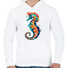 PRINTFASHION Színes csikóhal - Férfi kapucnis pulóver - Fehér