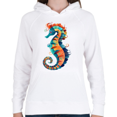 PRINTFASHION Színes csikóhal - Női kapucnis pulóver - Fehér