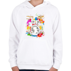 PRINTFASHION Színes dob - Gyerek kapucnis pulóver - Fehér