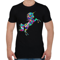 PRINTFASHION Színes egyszarvú - Férfi póló - Fekete