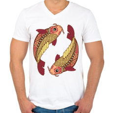 PRINTFASHION Színes Halak horoszkóp - Férfi V-nyakú póló - Fehér