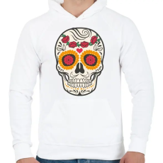 PRINTFASHION Színes halálfej - Férfi kapucnis pulóver - Fehér