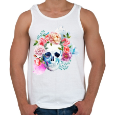 PRINTFASHION Színes halálfej festmény - Férfi atléta - Fehér atléta, trikó