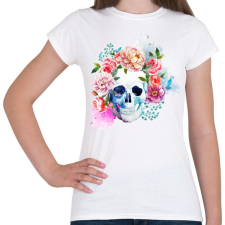 PRINTFASHION Színes halálfej festmény - Női póló - Fehér női póló