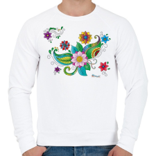 PRINTFASHION Színes hennaminta - Férfi pulóver - Fehér férfi pulóver, kardigán