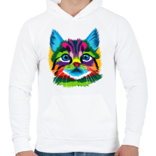 PRINTFASHION Színes kiscica - Férfi kapucnis pulóver - Fehér női pulóver, kardigán