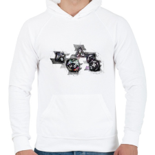 PRINTFASHION Színes kockák - Férfi kapucnis pulóver - Fehér férfi pulóver, kardigán