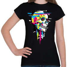 PRINTFASHION Színes koponya - Női póló - Fekete női póló
