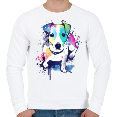 PRINTFASHION Színes kutya - Férfi pulóver - Fehér