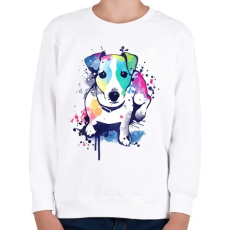 PRINTFASHION Színes kutya - Gyerek pulóver - Fehér