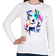 PRINTFASHION Színes kutya - Női hosszú ujjú póló - Fehér női póló