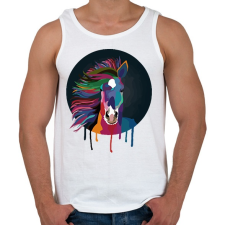 PRINTFASHION Színes Ló - Férfi atléta - Fehér atléta, trikó