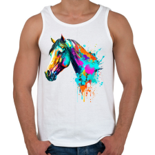 PRINTFASHION Színes ló - Férfi atléta - Fehér atléta, trikó
