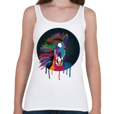 PRINTFASHION Színes Ló - Női atléta - Fehér női trikó