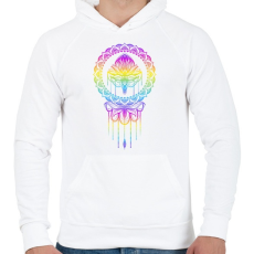 PRINTFASHION Színes Lótusz - Férfi kapucnis pulóver - Fehér