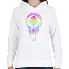 PRINTFASHION Színes Lótusz - Női kapucnis pulóver - Fehér