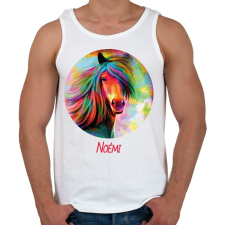 PRINTFASHION Szines lovas minta - Névvel - Férfi atléta - Fehér atléta, trikó