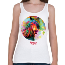 PRINTFASHION Szines lovas minta - Névvel - Női atléta - Fehér