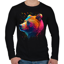 PRINTFASHION Színes medve portré - Férfi hosszú ujjú póló - Fekete férfi póló