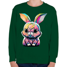 PRINTFASHION Színes nyuszi - Gyerek pulóver - Sötétzöld gyerek pulóver, kardigán