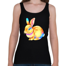 PRINTFASHION Színes nyuszi - Női atléta - Fekete