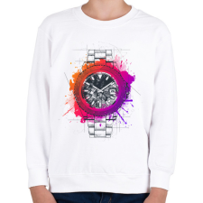 PRINTFASHION Színes óra - Gyerek pulóver - Fehér gyerek pulóver, kardigán