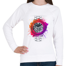PRINTFASHION Színes óra - Női pulóver - Fehér