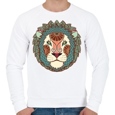 PRINTFASHION Színes Oroszlán horoszkóp - Férfi pulóver - Fehér