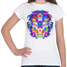 PRINTFASHION Színes oroszlán - Női póló - Fehér női póló