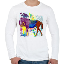 PRINTFASHION Színes paripa - Férfi hosszú ujjú póló - Fehér férfi póló