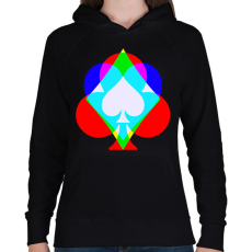 PRINTFASHION Színes póker - Női kapucnis pulóver - Fekete