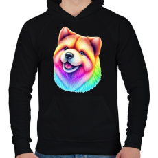 PRINTFASHION Színes pomerániai törpespicc  - Férfi kapucnis pulóver - Fekete