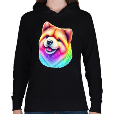 PRINTFASHION Színes pomerániai törpespicc  - Női kapucnis pulóver - Fekete női pulóver, kardigán