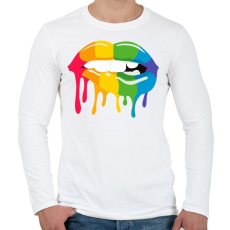 PRINTFASHION Színes száj - Férfi hosszú ujjú póló - Fehér