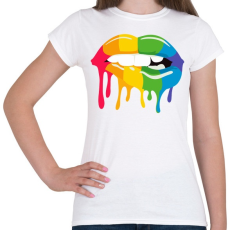 PRINTFASHION Színes száj - Női póló - Fehér