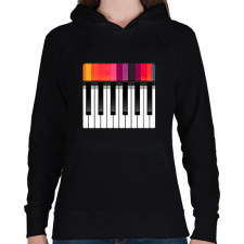 PRINTFASHION Színes szintetizátor - Női kapucnis pulóver - Fekete női pulóver, kardigán