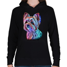PRINTFASHION Színes yorkshire terrier kutya  - Női kapucnis pulóver - Fekete