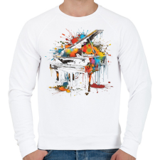 PRINTFASHION Színes zongora - Férfi pulóver - Fehér férfi pulóver, kardigán