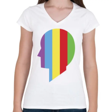 PRINTFASHION Színesben - Női V-nyakú póló - Fehér