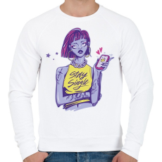 PRINTFASHION Szingli - maradj szingli - Férfi pulóver - Fehér