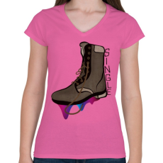 PRINTFASHION Szingli - Női V-nyakú póló - Rózsaszín