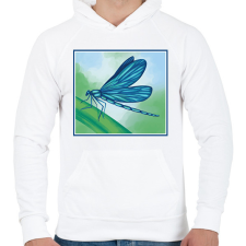 PRINTFASHION Szitakötő - Férfi kapucnis pulóver - Fehér férfi pulóver, kardigán