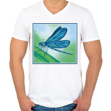 PRINTFASHION Szitakötő - Férfi V-nyakú póló - Fehér férfi póló