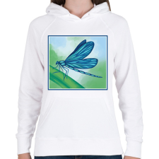 PRINTFASHION Szitakötő - Női kapucnis pulóver - Fehér női pulóver, kardigán